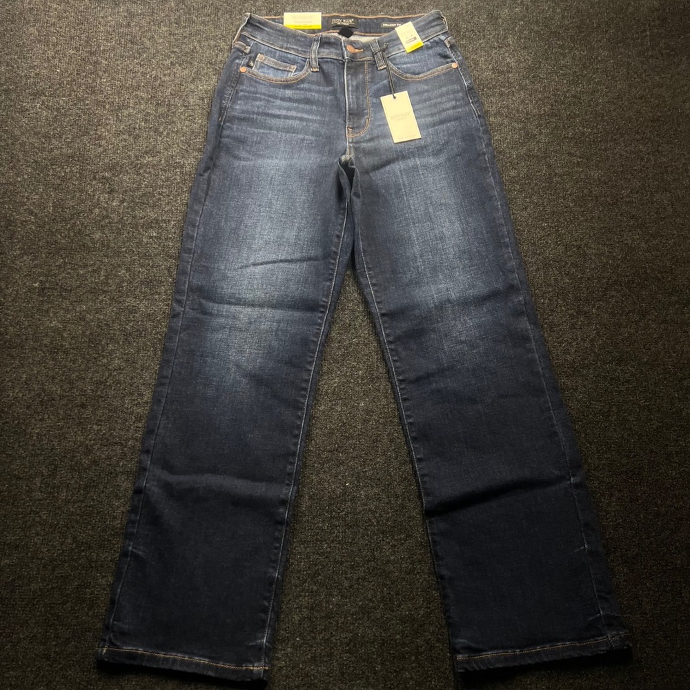 Judy Blue Straight Fit Mid Rise Jeans Dark Wash 3/26 Short JB82679DK